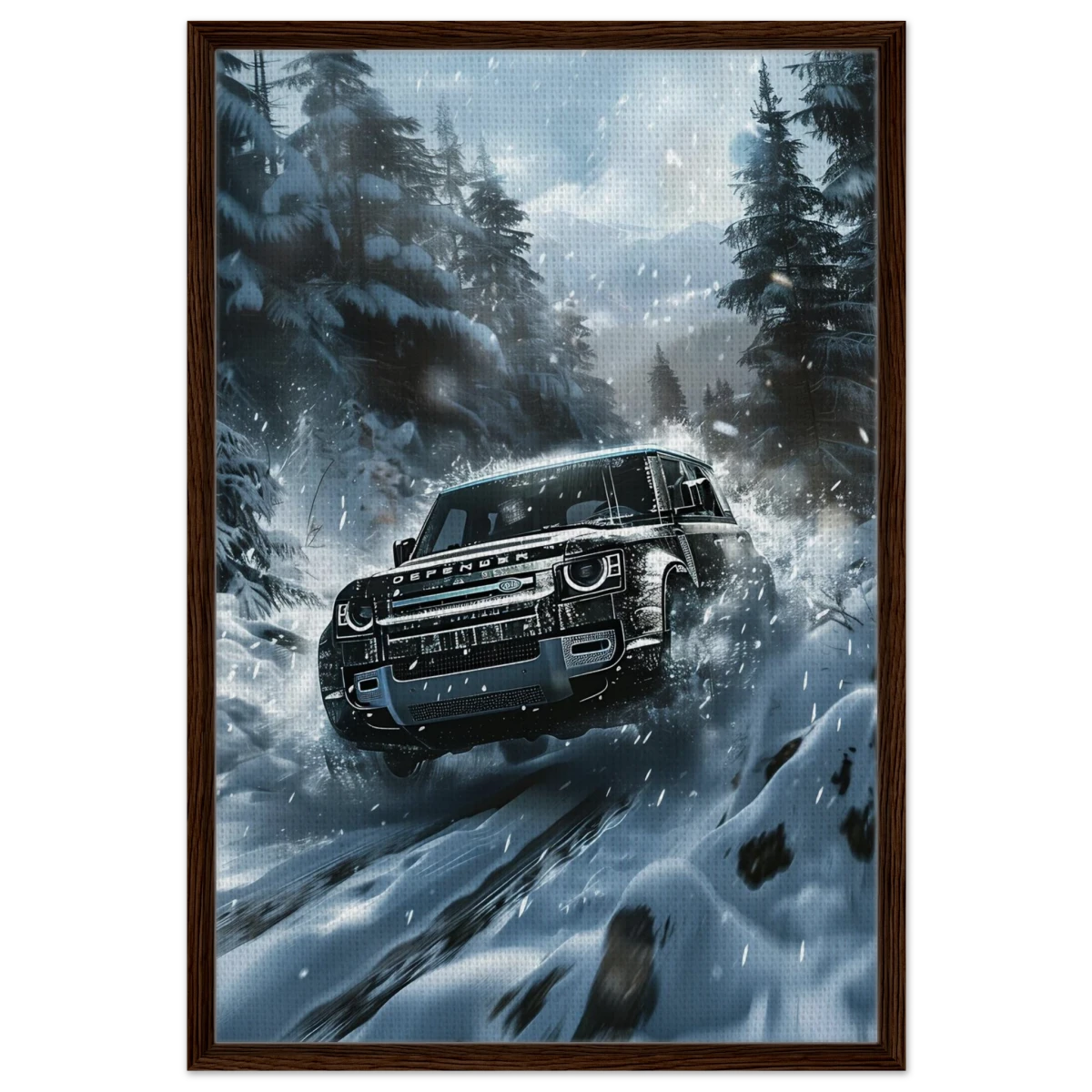 Arctic Conqueror – The Ultimate Off - Road Adventure | Range Rover collection Wall art print - Framed Canvas - 60x90 cm / 24x36″ - Dark wood frame