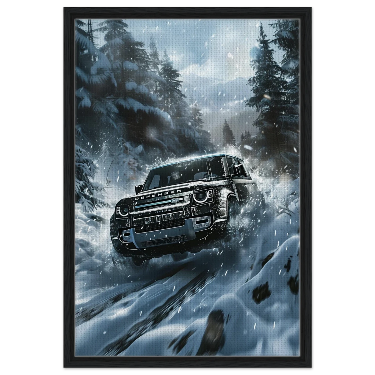 Arctic Conqueror – The Ultimate Off - Road Adventure | Range Rover collection Wall art print - Framed Canvas - 50x75 cm / 20x30″ - Black frame