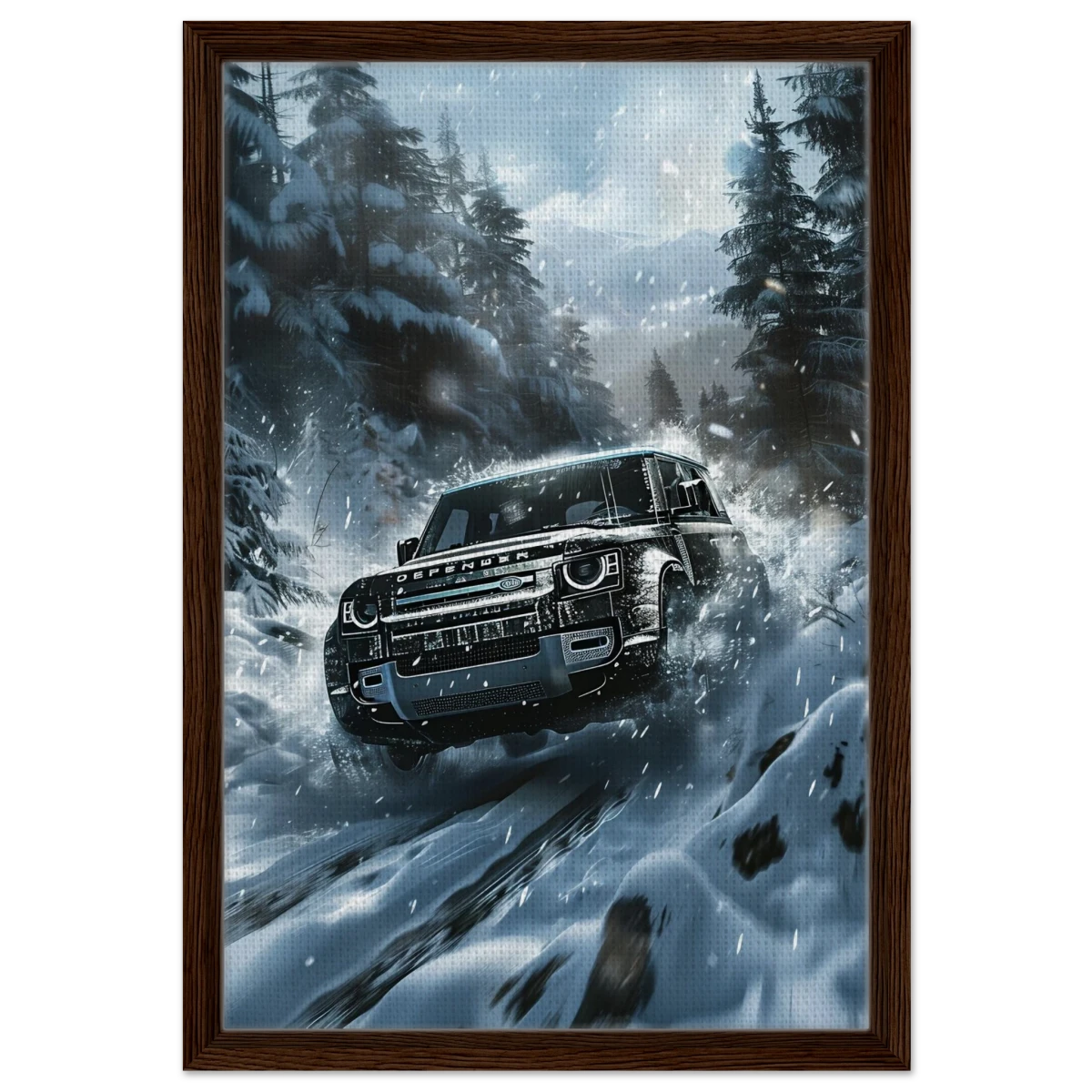 Arctic Conqueror – The Ultimate Off - Road Adventure | Range Rover collection Wall art print - Framed Canvas - 40x60 cm / 16x24″ - Dark wood frame