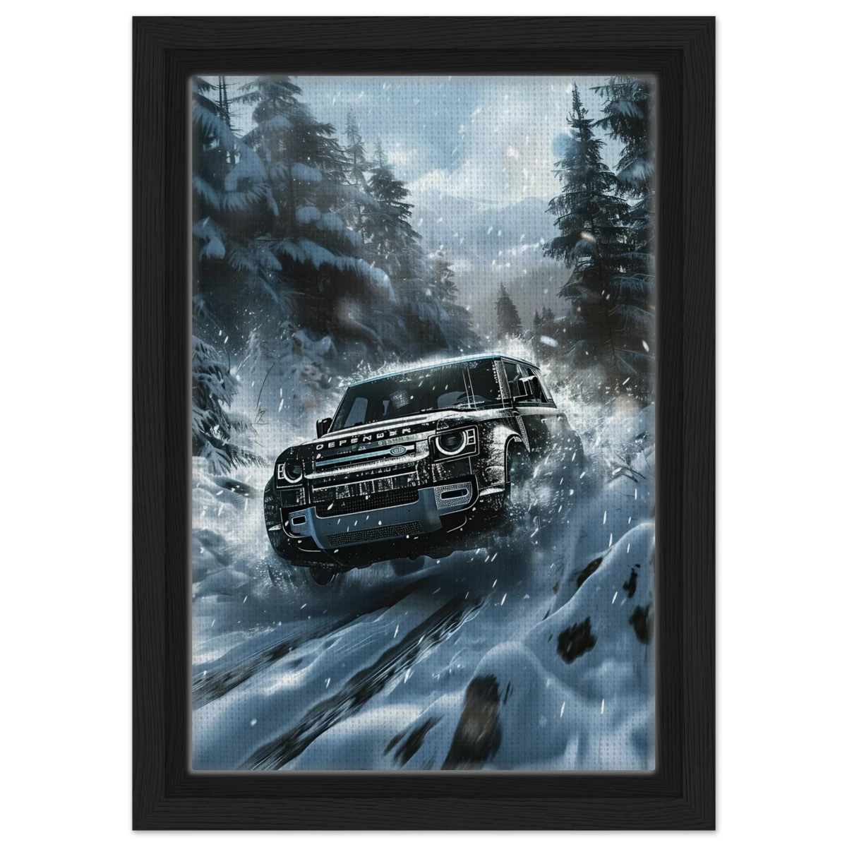 Arctic Conqueror – The Ultimate Off - Road Adventure | Range Rover collection Wall art print - Framed Canvas - 20x30 cm / 8x12″ - Black frame