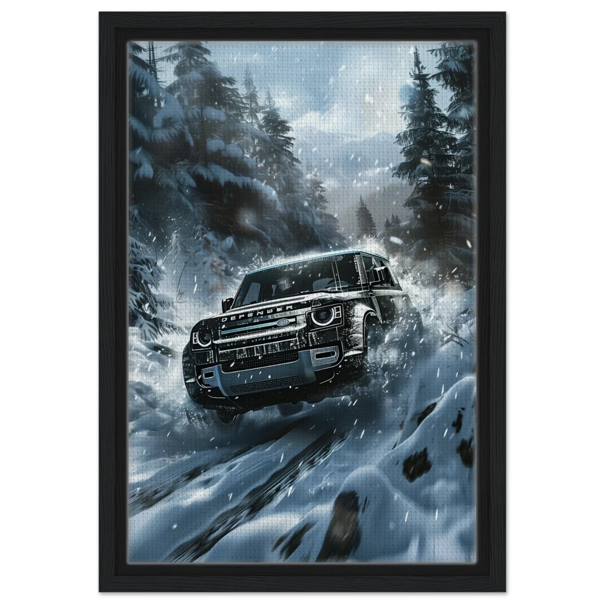 Arctic Conqueror – The Ultimate Off - Road Adventure | Range Rover collection Wall art print - Framed Canvas - 30x45 cm / 12x18″ - Black frame