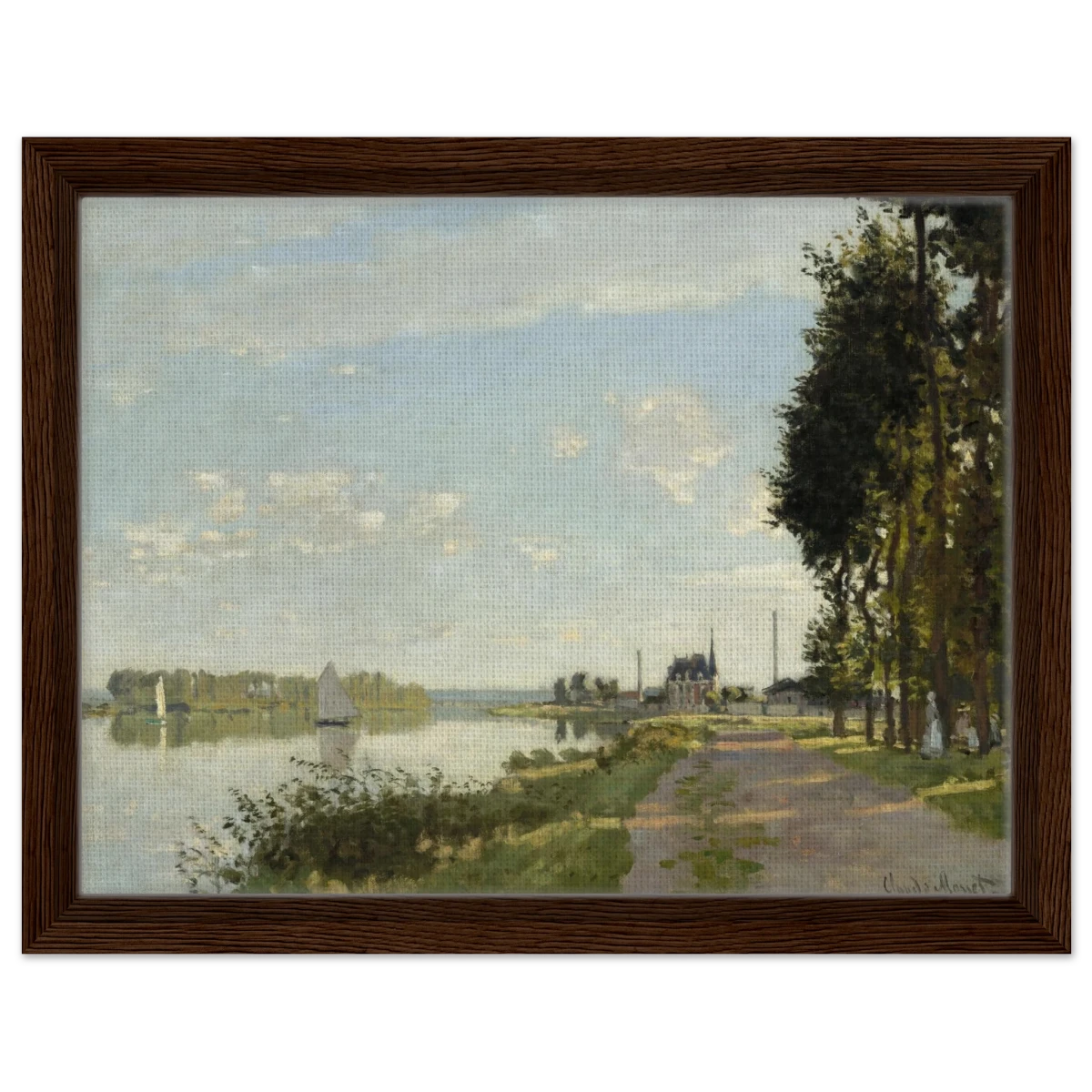Argenteuil by Claude Monet | Wall art Print - Framed Canvas - 30x40 cm / 12x16″ - Dark wood frame