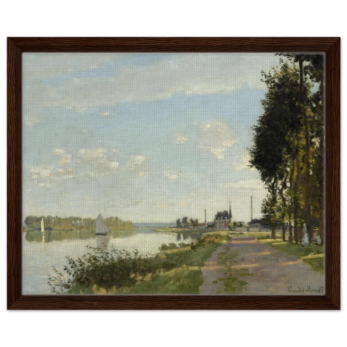 Argenteuil by Claude Monet | Wall art Print - Framed Canvas - 40x50 cm / 16x20″ - Dark wood frame