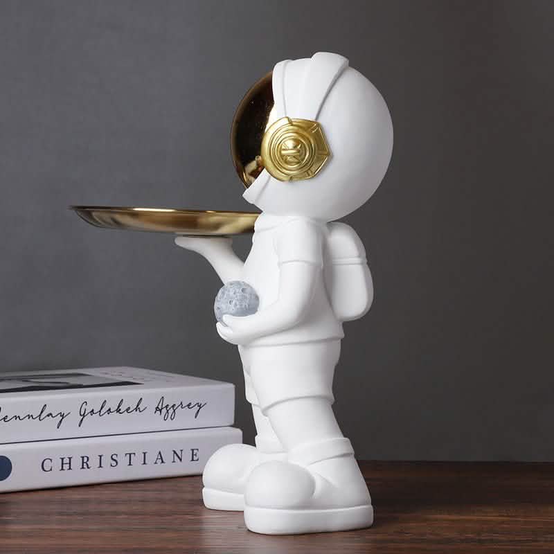 Astronaut Resin Sculpture with Tray – Modern Creative Storage Ornament - Black -