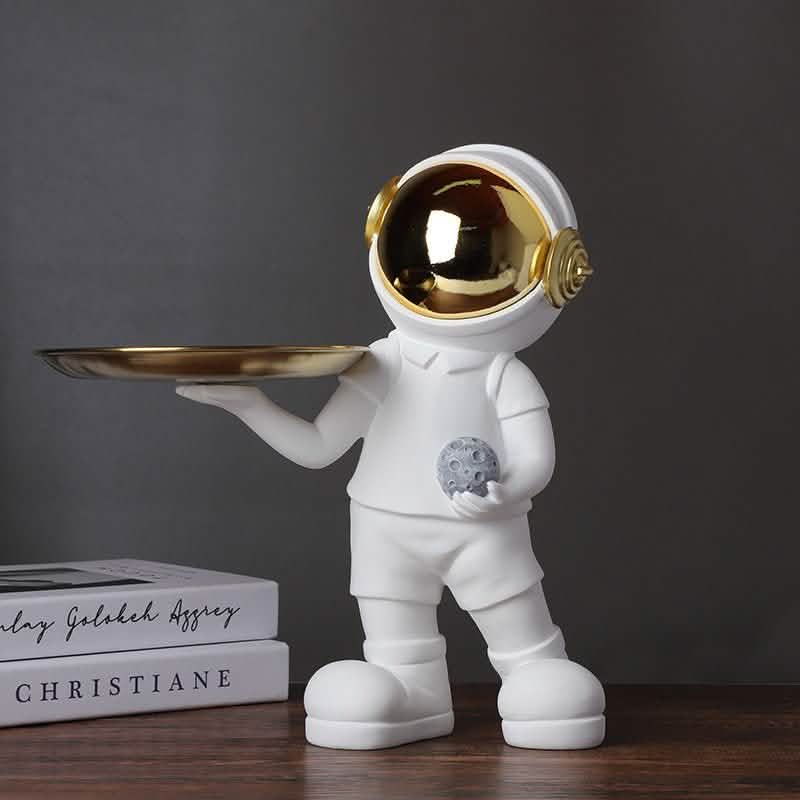 Astronaut Resin Sculpture with Tray – Modern Creative Storage Ornament - Gold -
