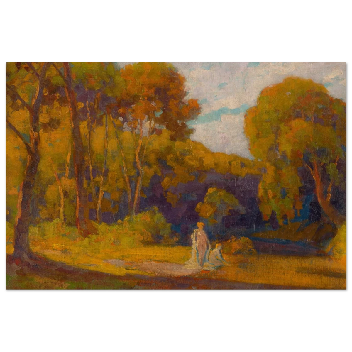 "At Sunset" by Lajos Csordák – Impressionist Landscape Wall Art Print - Wood Prints - 20x30 cm / 8x12″ -