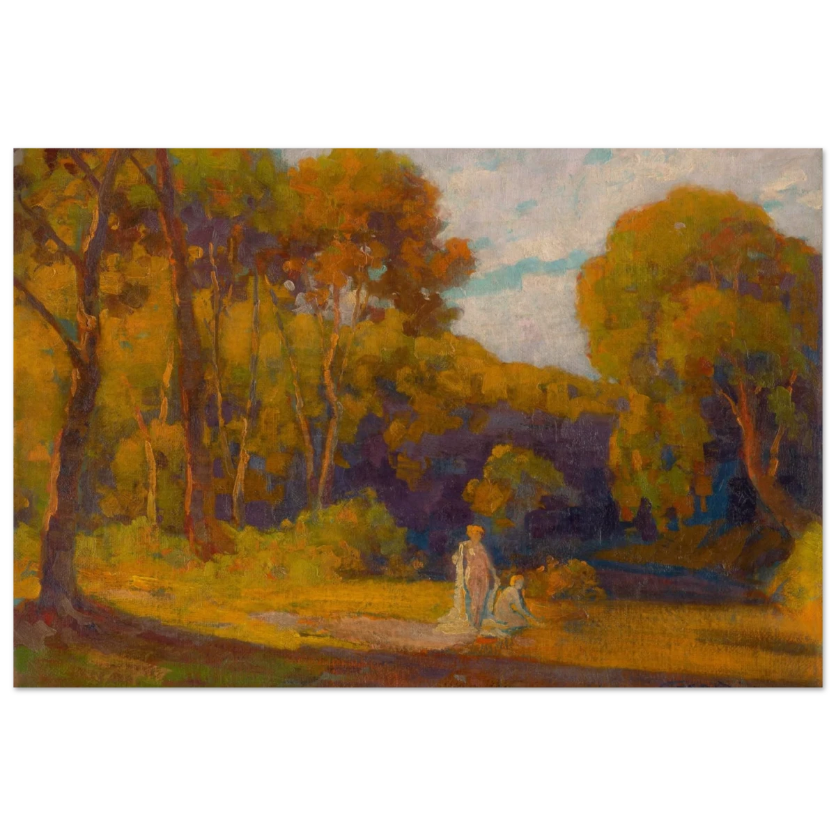 "At Sunset" by Lajos Csordák – Impressionist Landscape Wall Art Print - Wood Prints - 40x60 cm / 16x24″ -