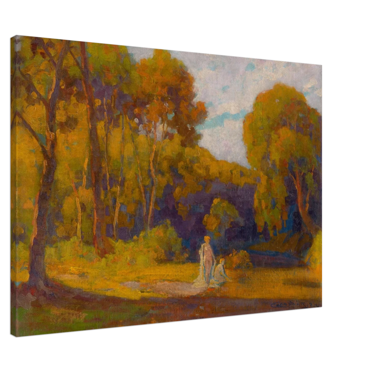 "At Sunset" by Lajos Csordák – Impressionist Landscape Wall Art Print - Canvas - 70x100 cm / 28x40″ -