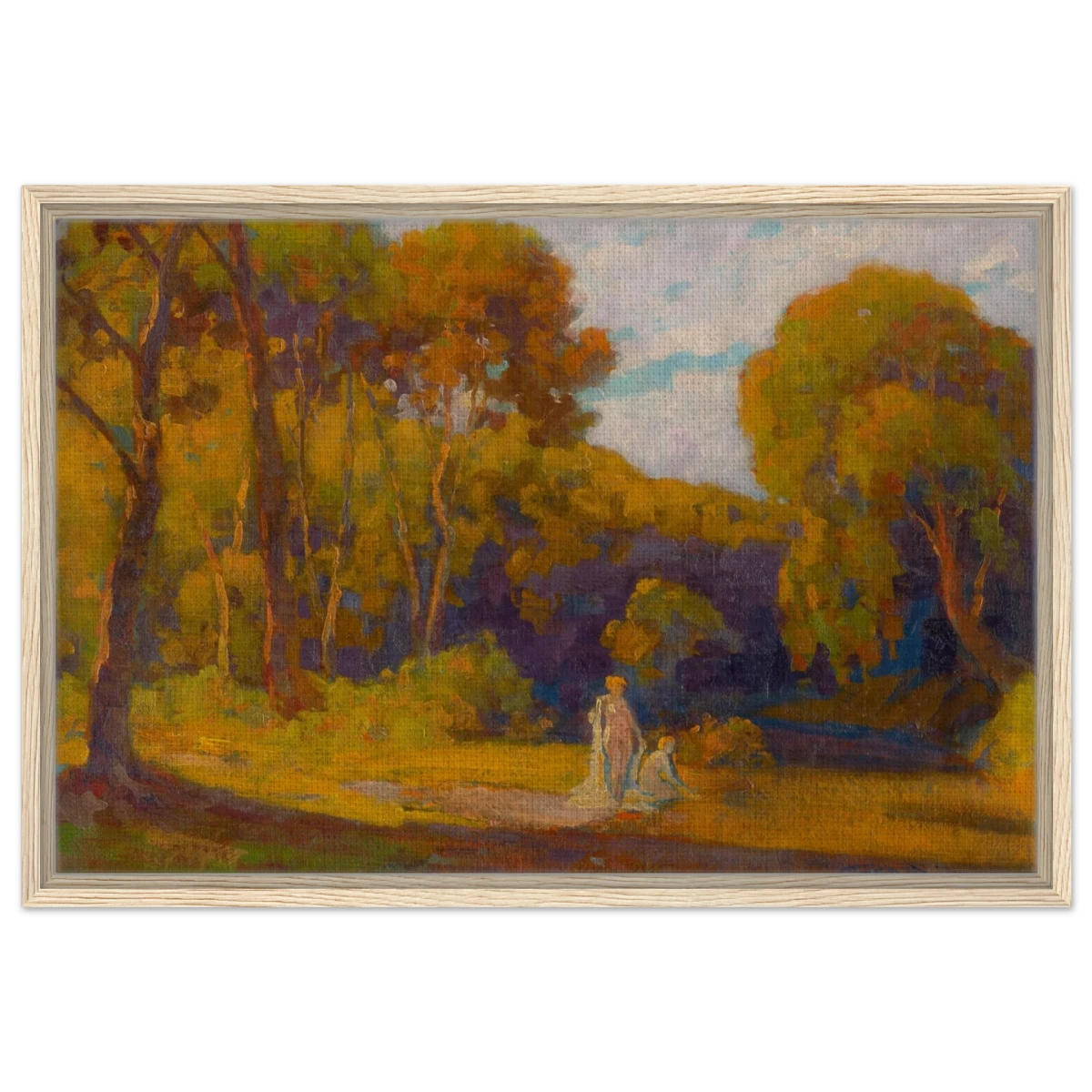 "At Sunset" by Lajos Csordák – Impressionist Landscape Wall Art Print - Framed Canvas - 50x75 cm / 20x30″ - Wood frame