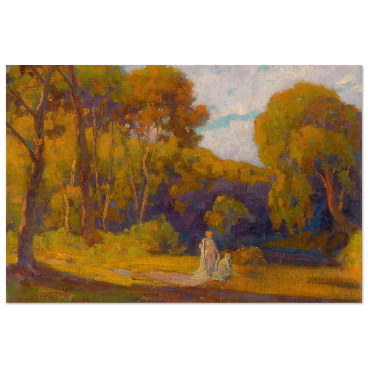 "At Sunset" by Lajos Csordák – Impressionist Landscape Wall Art Print - Fine Art Poster - 30x45 cm / 12x18″ -