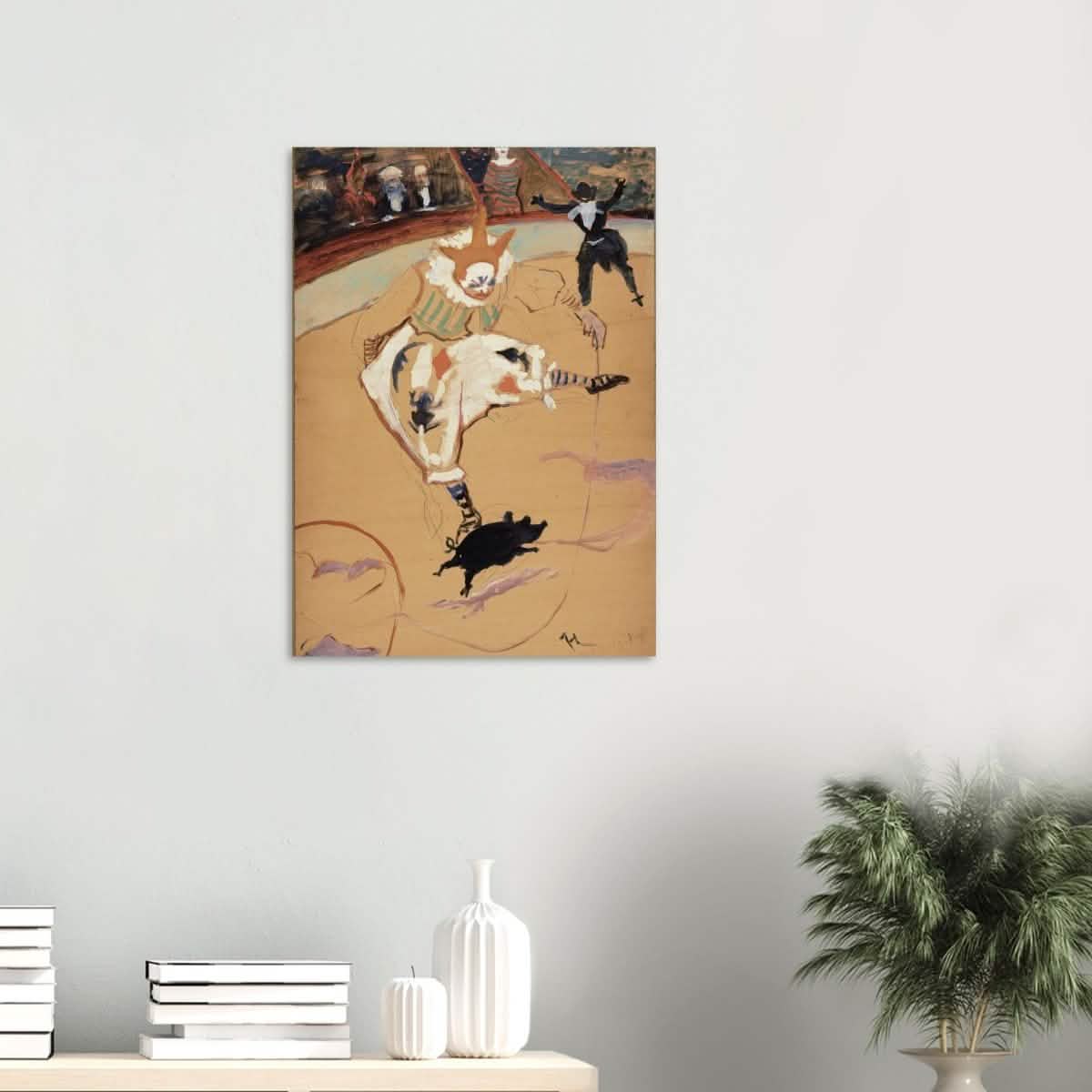 At the Circus Fernando: Medrano with a Piglet by Henri de Toulouse - Lautrec - Wood Prints - 50x70 cm / 20x28″ - 20 mm