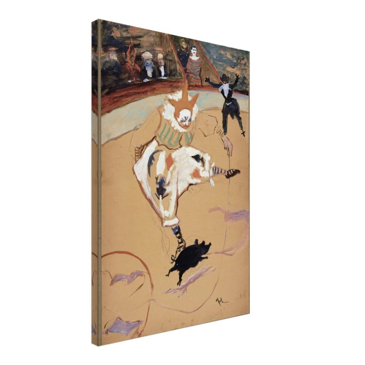 At the Circus Fernando: Medrano with a Piglet by Henri de Toulouse - Lautrec - Canvas - 50x75 cm / 20x30″ - Thick