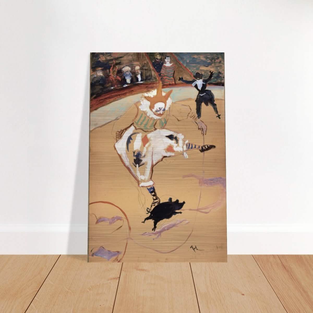 At the Circus Fernando: Medrano with a Piglet by Henri de Toulouse - Lautrec - Brushed Aluminum Print - 60x90 cm / 24x36″ -