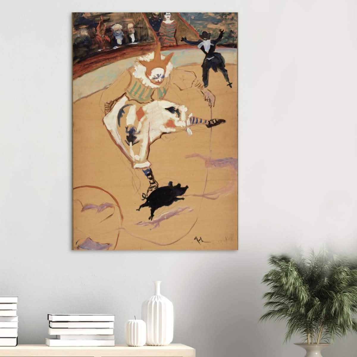 At the Circus Fernando: Medrano with a Piglet by Henri de Toulouse - Lautrec - Wood Prints - 70x100 cm / 28x40″ - 10 mm