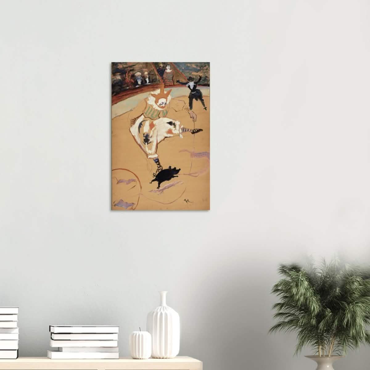 At the Circus Fernando: Medrano with a Piglet by Henri de Toulouse - Lautrec - Wood Prints - 40x60 cm / 16x24″ - 20 mm