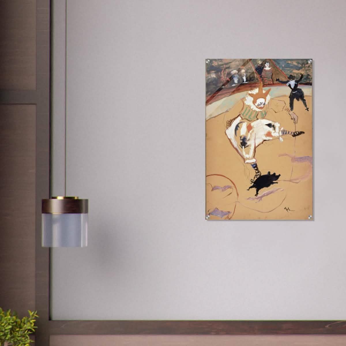 At the Circus Fernando: Medrano with a Piglet by Henri de Toulouse - Lautrec - Acrylic Print - 60x90 cm / 24x36″ -
