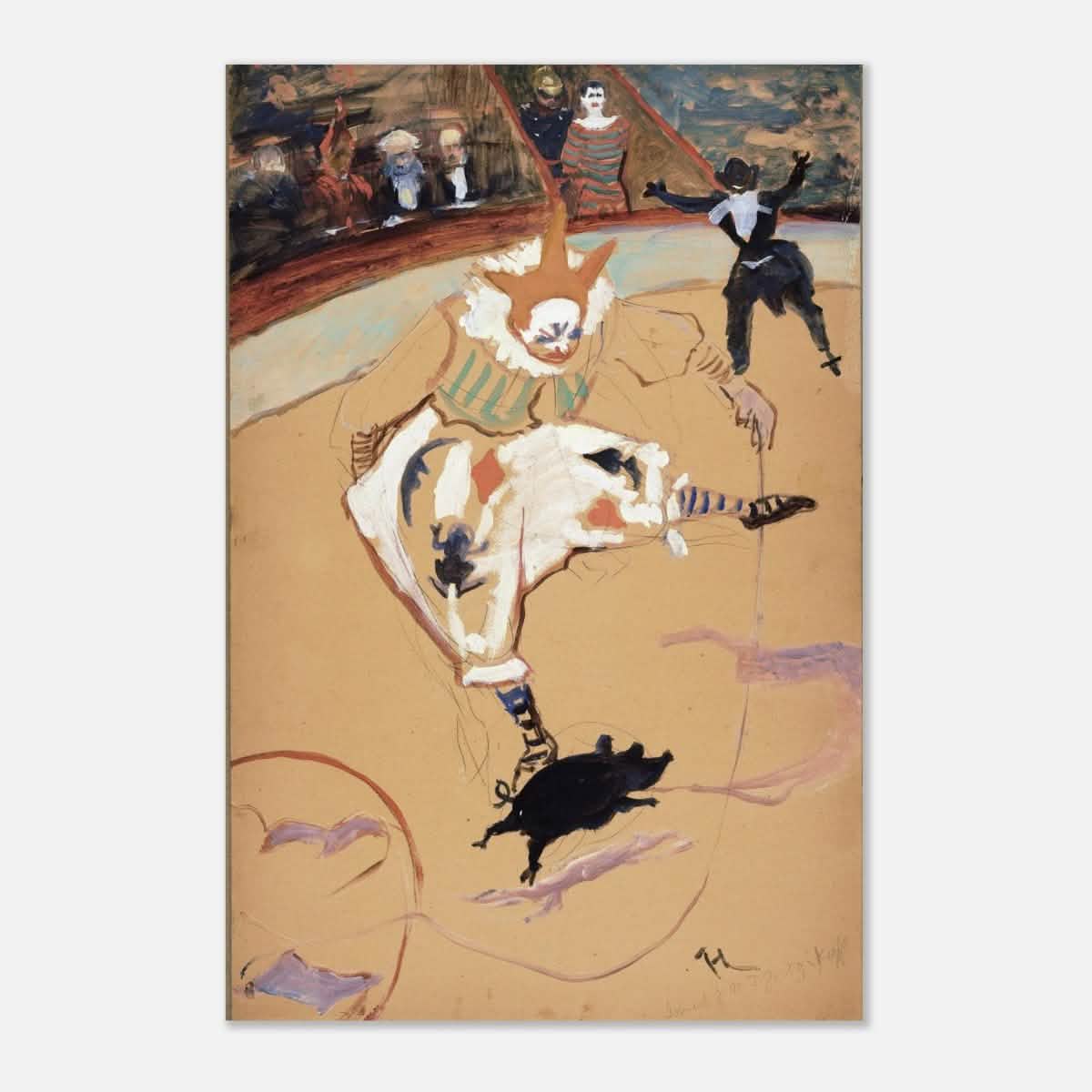At the Circus Fernando: Medrano with a Piglet by Henri de Toulouse - Lautrec - Aluminum Print - 50x75 cm / 20x30″ -