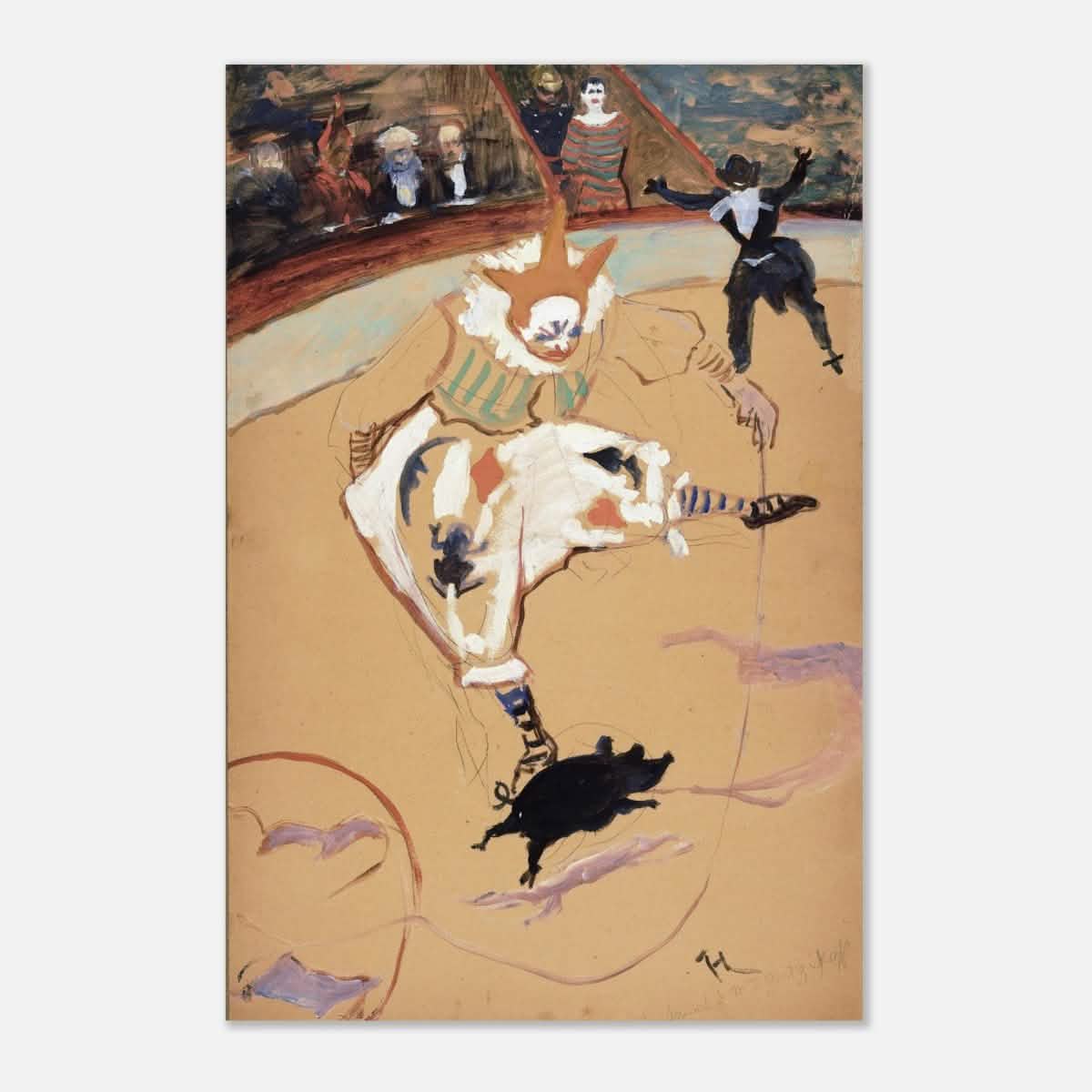At the Circus Fernando: Medrano with a Piglet by Henri de Toulouse - Lautrec - Aluminum Print - 30x45 cm / 12x18″ -