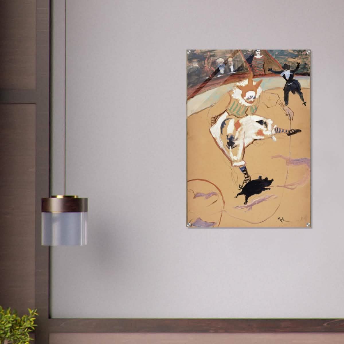 At the Circus Fernando: Medrano with a Piglet by Henri de Toulouse - Lautrec - Acrylic Print - 70x100 cm / 28x40″ -