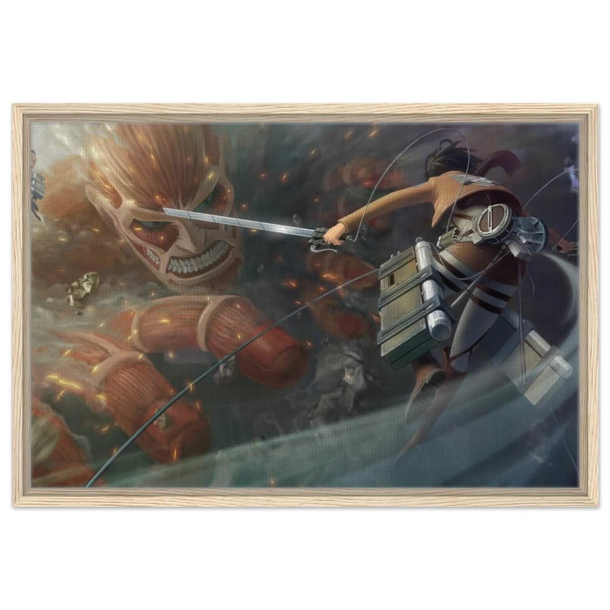 Attack on Titan: Colossal Clash | Wall art Print - 50x75 cm / 20x30″ - Framed Canvas - Wood frame