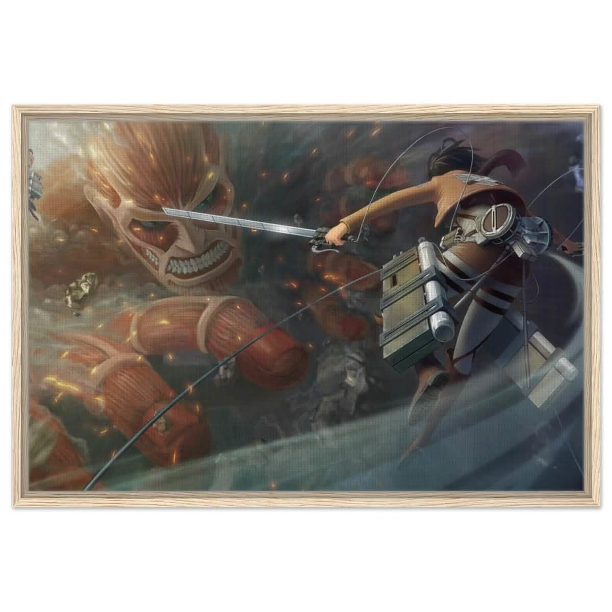 Attack on Titan: Colossal Clash | Wall art Print - 60x90 cm / 24x36″ - Framed Canvas - Wood frame