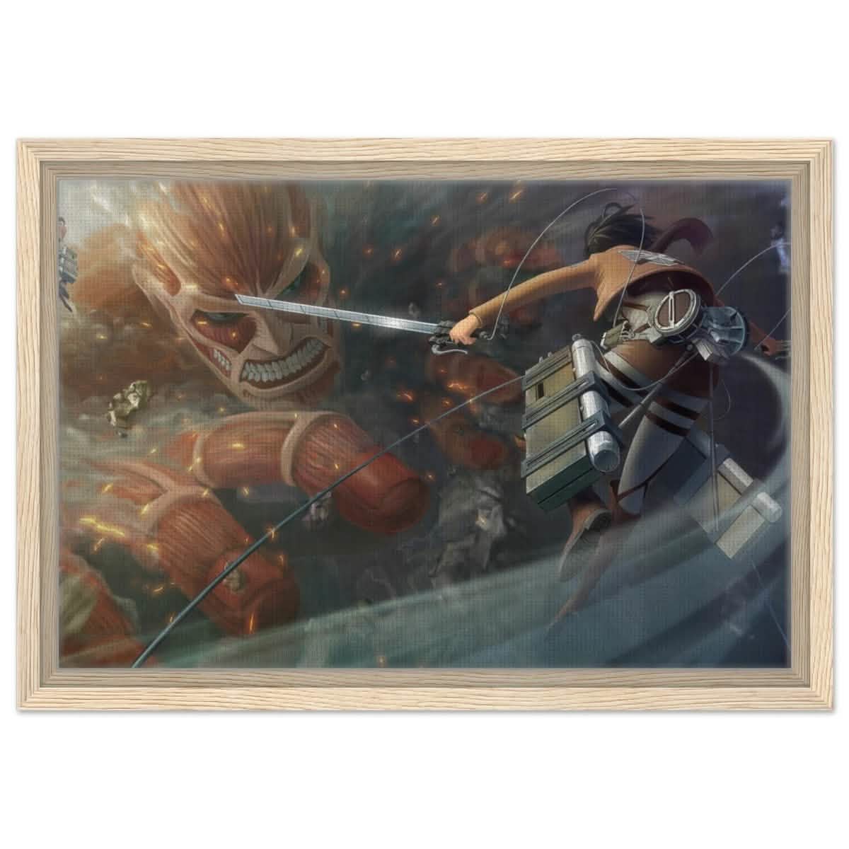 Attack on Titan: Colossal Clash | Wall art Print - 30x45 cm / 12x18″ - Framed Canvas - Wood frame