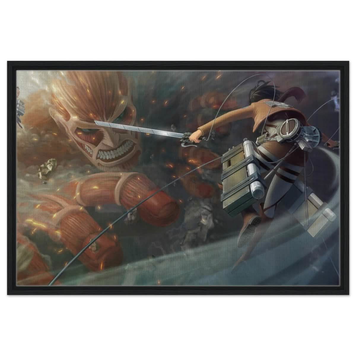 Attack on Titan: Colossal Clash | Wall art Print - 60x90 cm / 24x36″ - Framed Canvas - Black frame