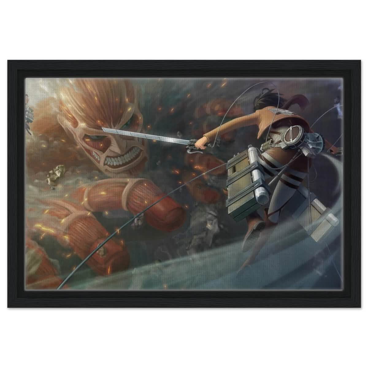 Attack on Titan: Colossal Clash | Wall art Print - 30x45 cm / 12x18″ - Framed Canvas - Black frame
