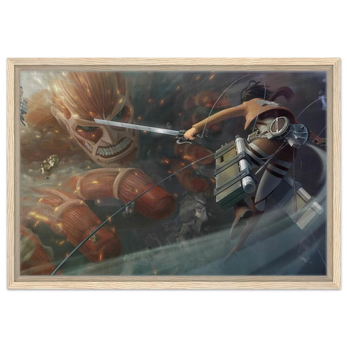 Attack on Titan: Colossal Clash | Wall art Print - 40x60 cm / 16x24″ - Framed Canvas - Wood frame