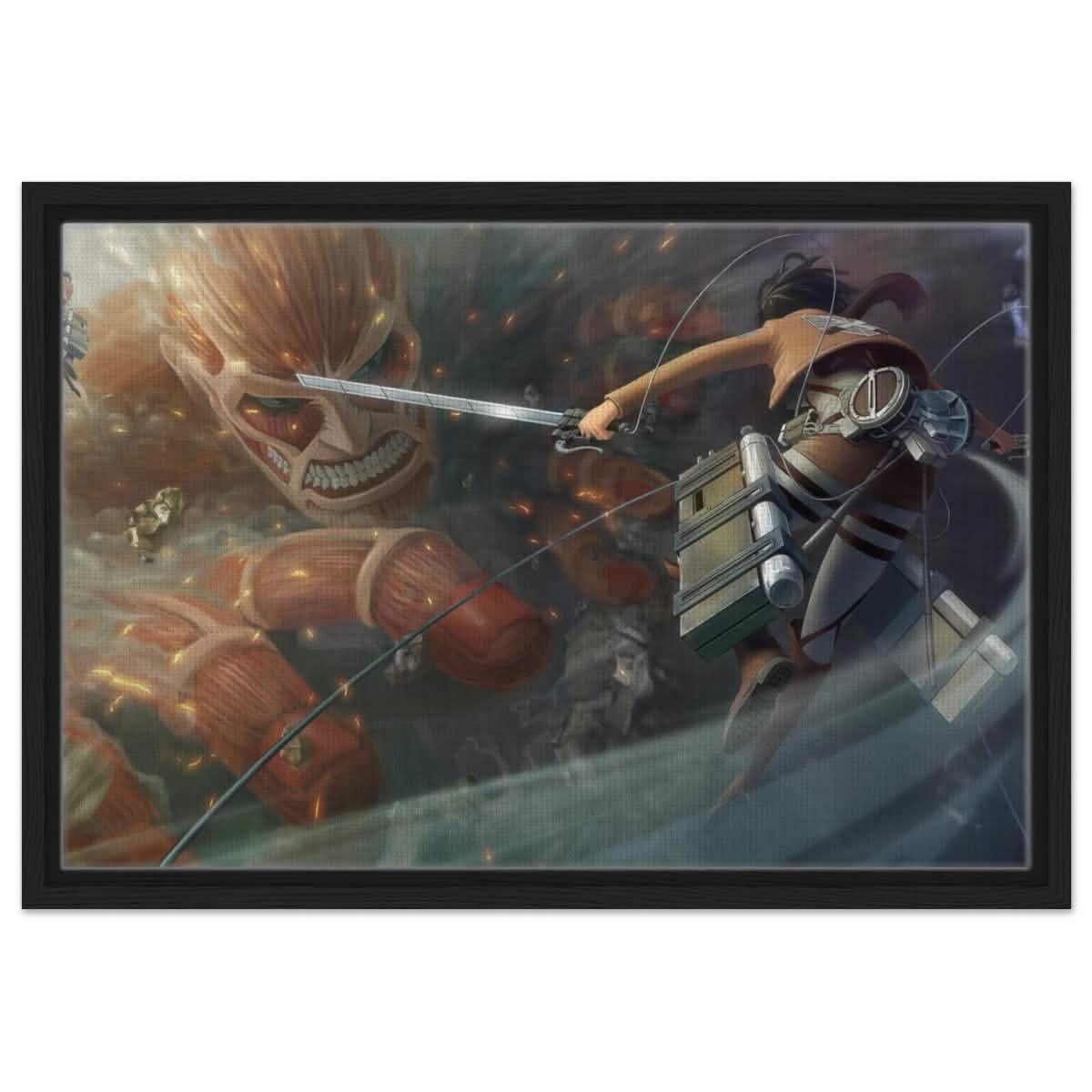 Attack on Titan: Colossal Clash | Wall art Print - 40x60 cm / 16x24″ - Framed Canvas - Black frame