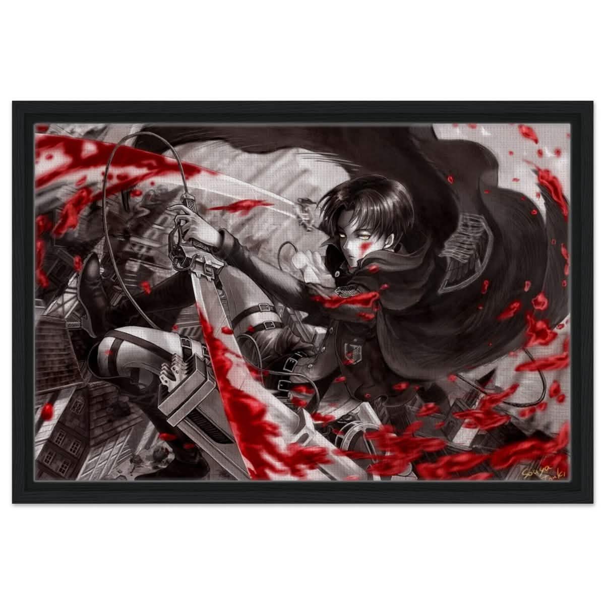 Attack on Titan: Crimson Strike | wall art print - 40x60 cm / 16x24″ - Framed Canvas - Black frame