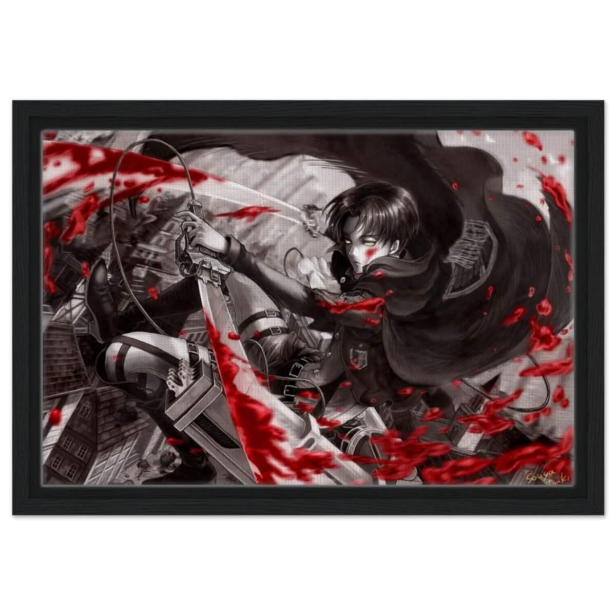 Attack on Titan: Crimson Strike | wall art print - 30x45 cm / 12x18″ - Framed Canvas - Black frame