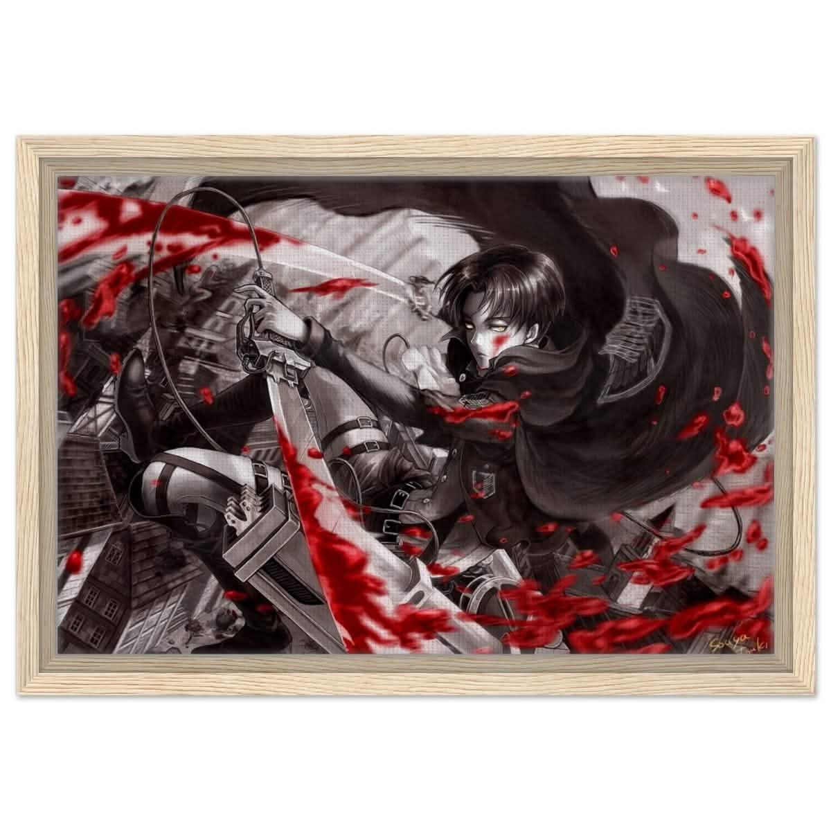 Attack on Titan: Crimson Strike | wall art print - 30x45 cm / 12x18″ - Framed Canvas - Wood frame