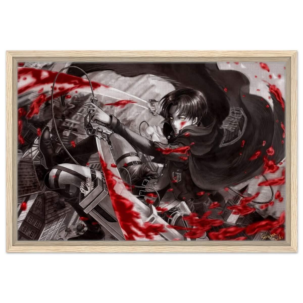 Attack on Titan: Crimson Strike | wall art print - 40x60 cm / 16x24″ - Framed Canvas - Wood frame