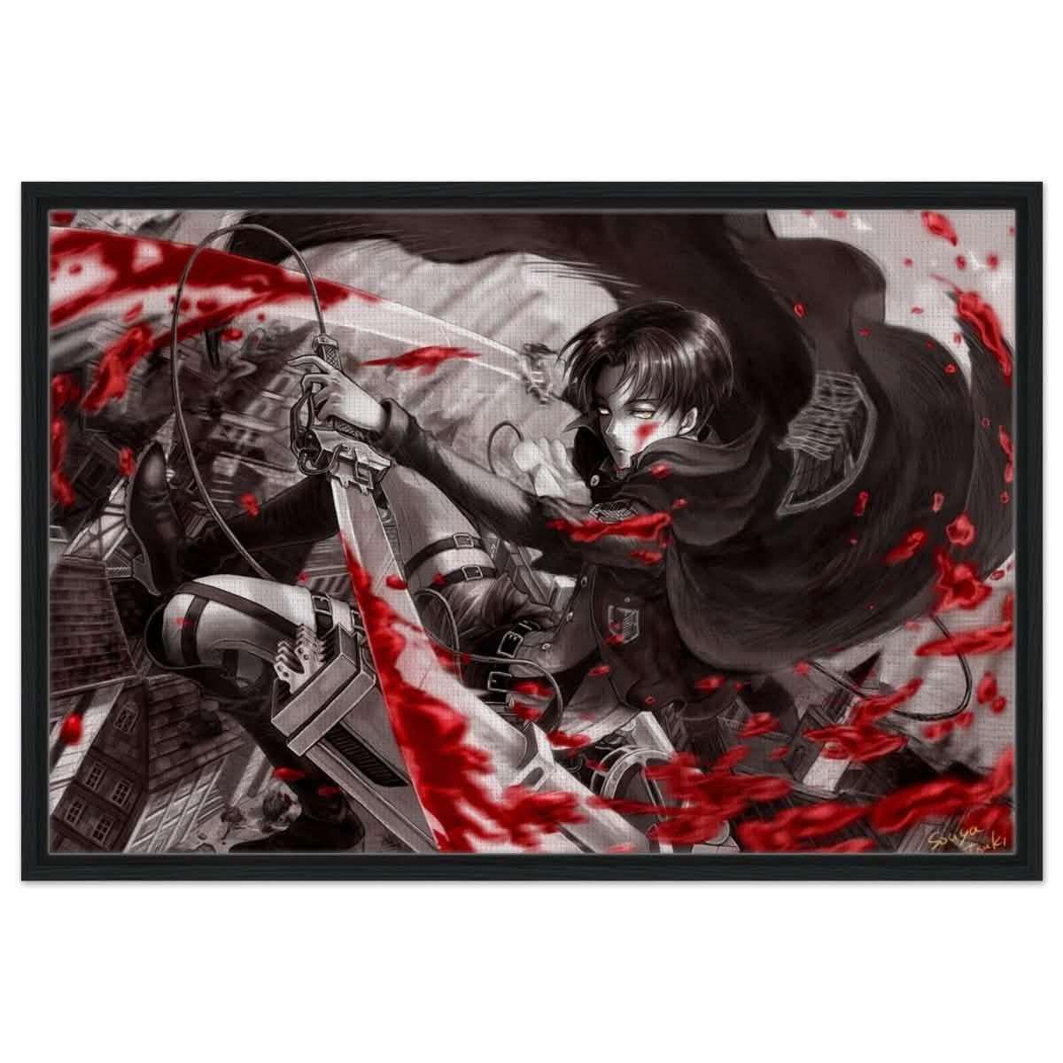 Attack on Titan: Crimson Strike | wall art print - 60x90 cm / 24x36″ - Framed Canvas - Black frame