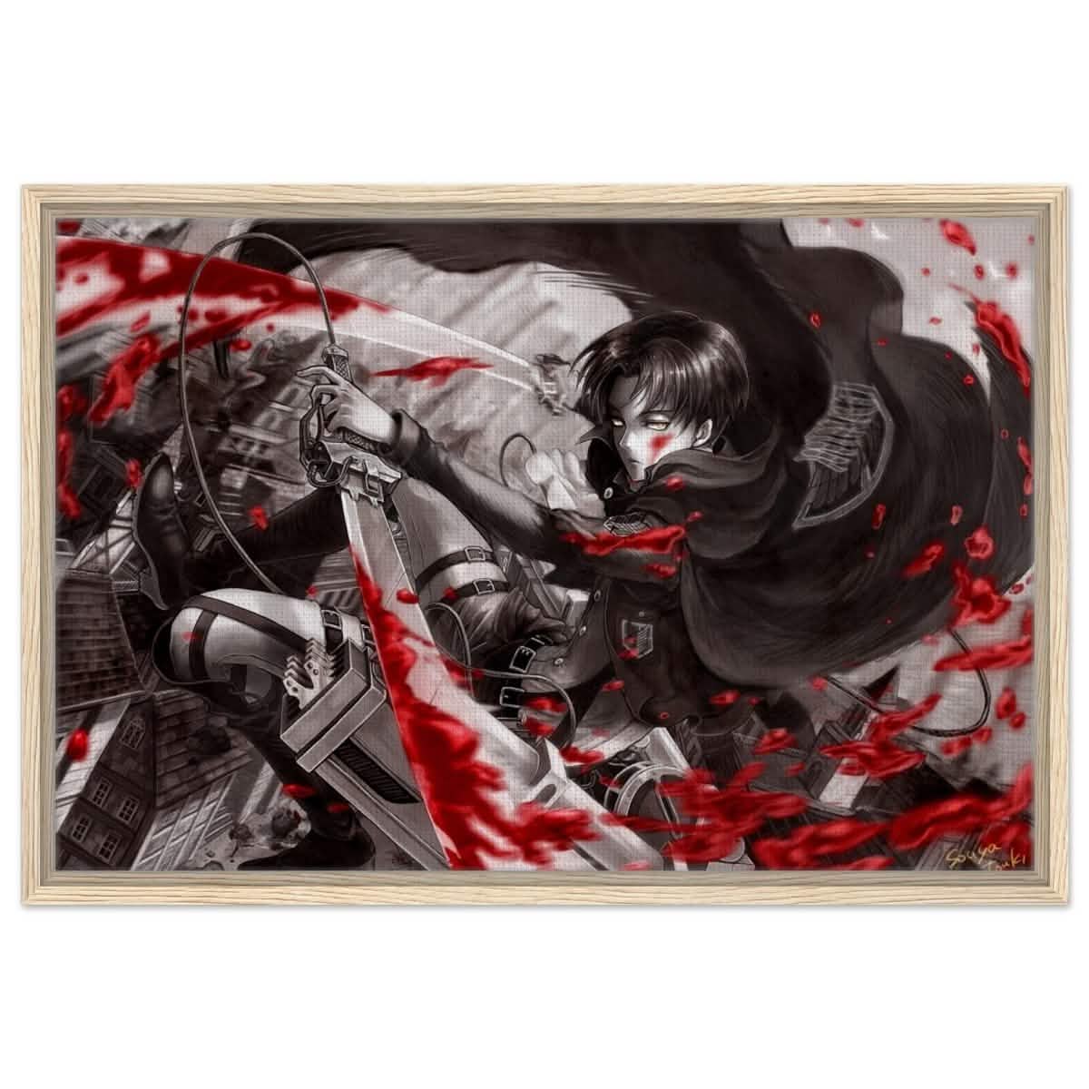 Attack on Titan: Crimson Strike | wall art print - 50x75 cm / 20x30″ - Framed Canvas - Wood frame