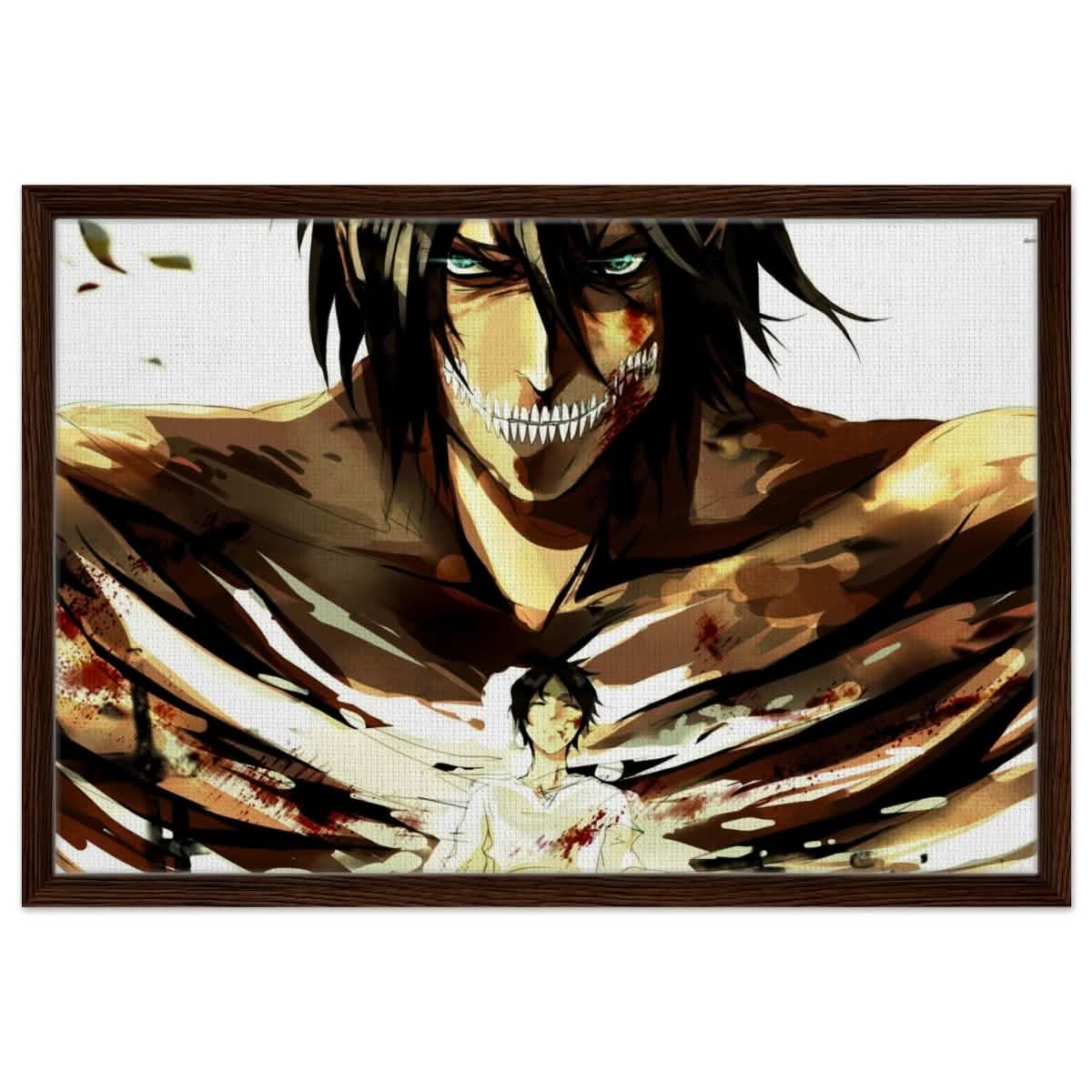 Attack on Titan: Titan’s Wrath - 50x75 cm / 20x30″ - Framed Canvas - Dark wood frame