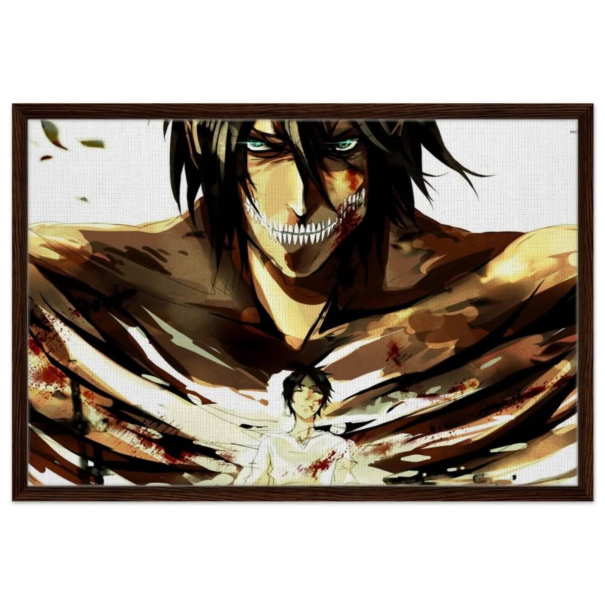 Attack on Titan: Titan’s Wrath - 60x90 cm / 24x36″ - Framed Canvas - Dark wood frame