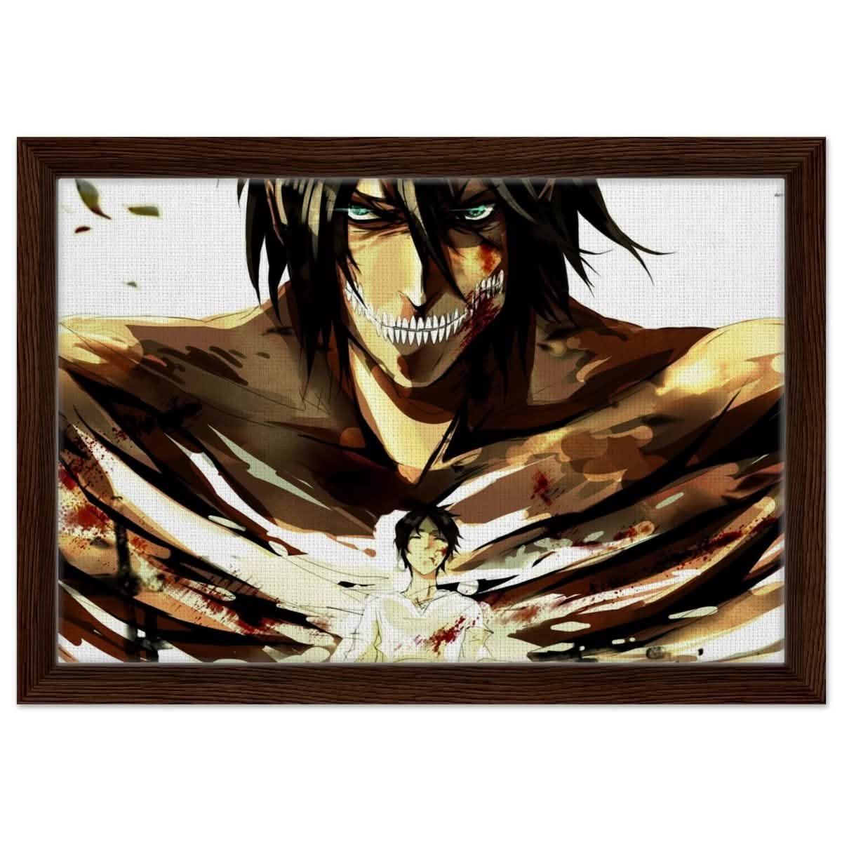Attack on Titan: Titan’s Wrath - 30x45 cm / 12x18″ - Framed Canvas - Dark wood frame
