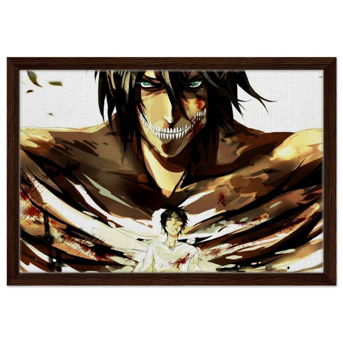Attack on Titan: Titan’s Wrath - 40x60 cm / 16x24″ - Framed Canvas - Dark wood frame