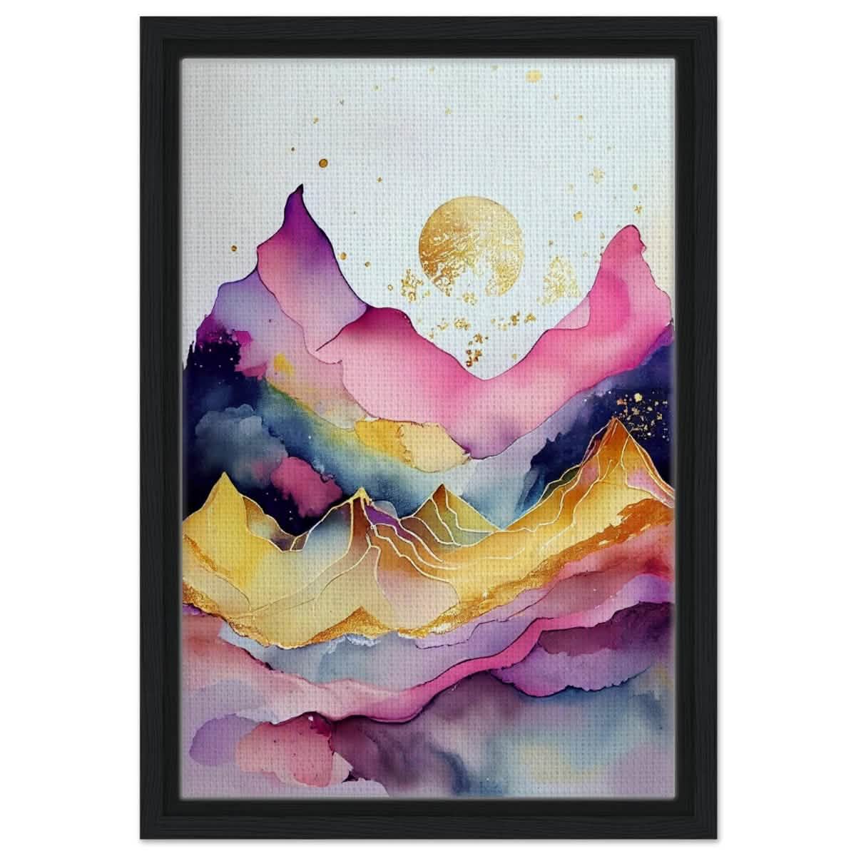 Aurora of Dreams | Contemporary Watercolor Art | Wall art Print - Framed Canvas - 30x45 cm / 12x18″ - Black frame