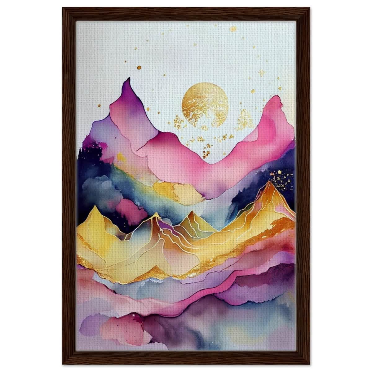 Aurora of Dreams | Contemporary Watercolor Art | Wall art Print - Framed Canvas - 40x60 cm / 16x24″ - Dark wood frame