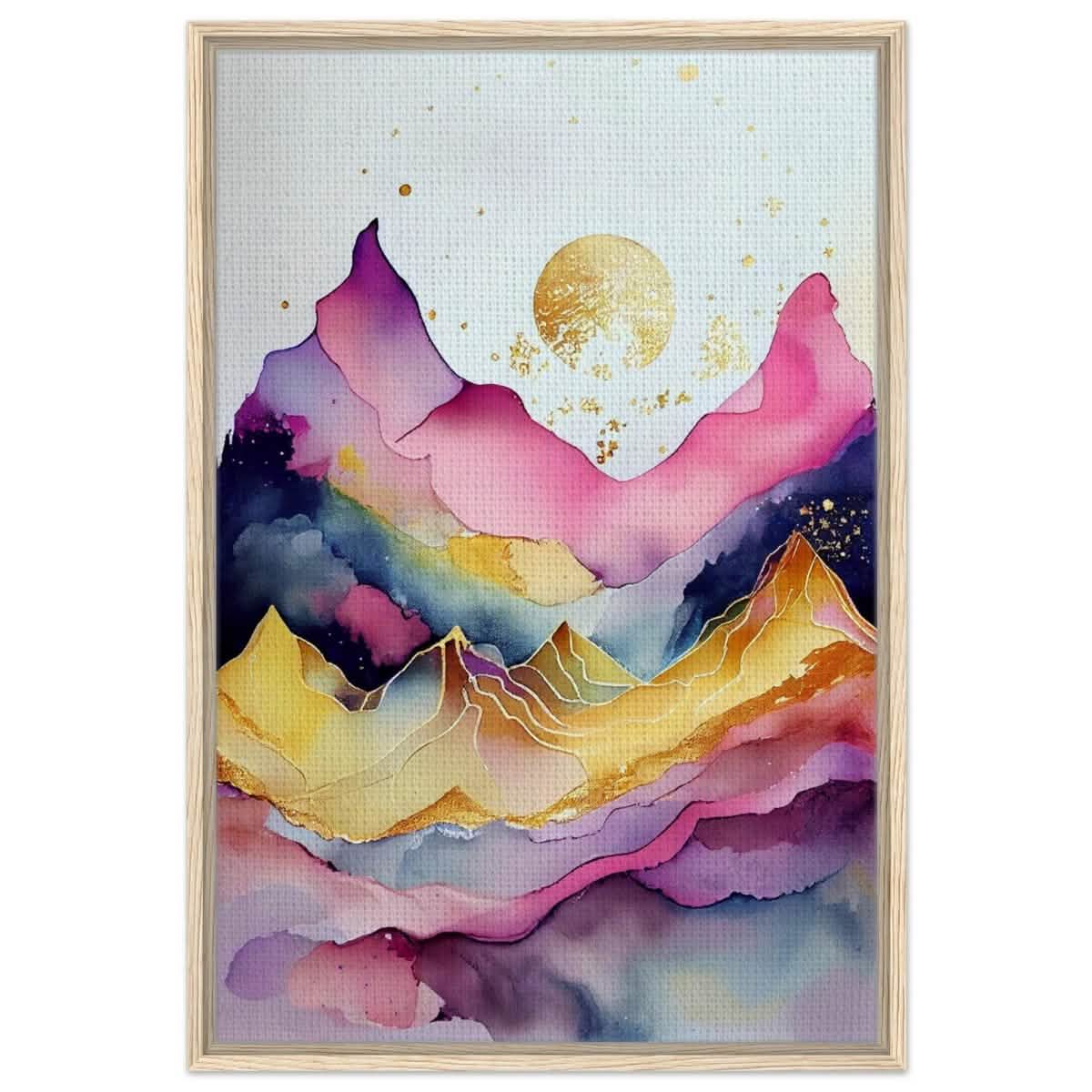 Aurora of Dreams | Contemporary Watercolor Art | Wall art Print - Framed Canvas - 60x90 cm / 24x36″ - Wood frame