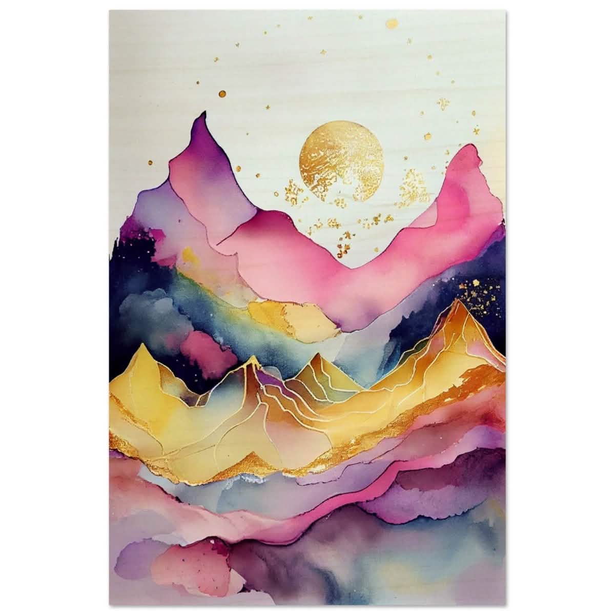 Aurora of Dreams | Contemporary Watercolor Art | Wall art Print - Wood Prints - 50x75 cm / 20x30″ -