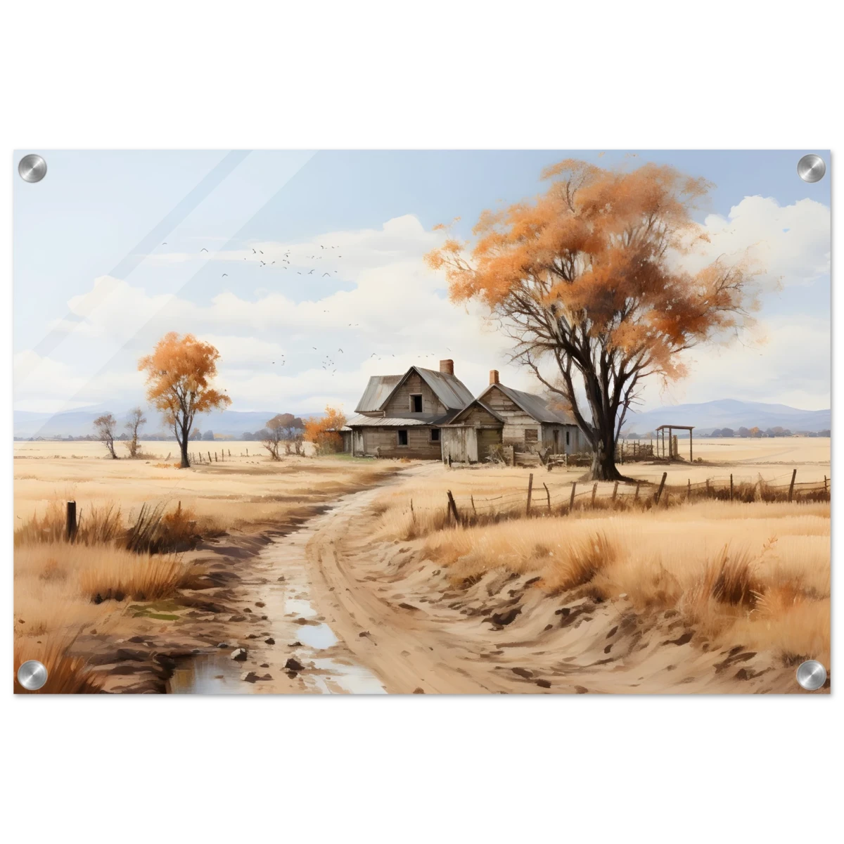 Autumn Homestead – Rustic Countryside Landscape Wall Art Print - Acrylic Print - 40x60 cm / 16x24″ -