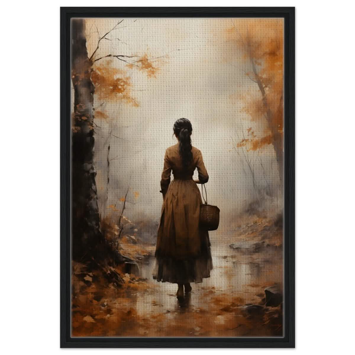 Autumn’s Serenity | Nature Portrait Art Print - Framed Canvas - 50x75 cm / 20x30″ - Black frame