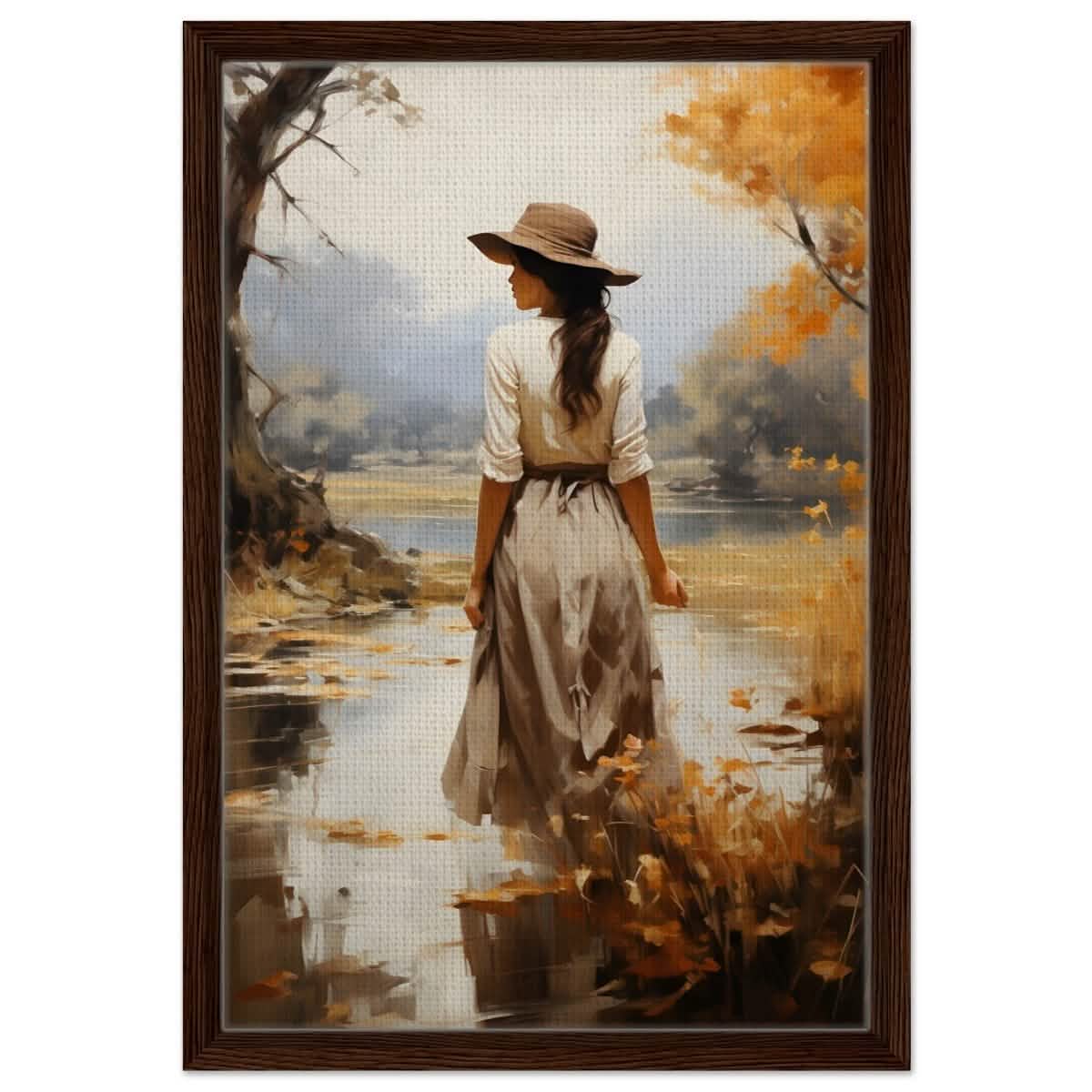 Autumn’s Serenity | Nature Portrait Art Print - Framed Canvas - 40x60 cm / 16x24″ - Dark wood frame