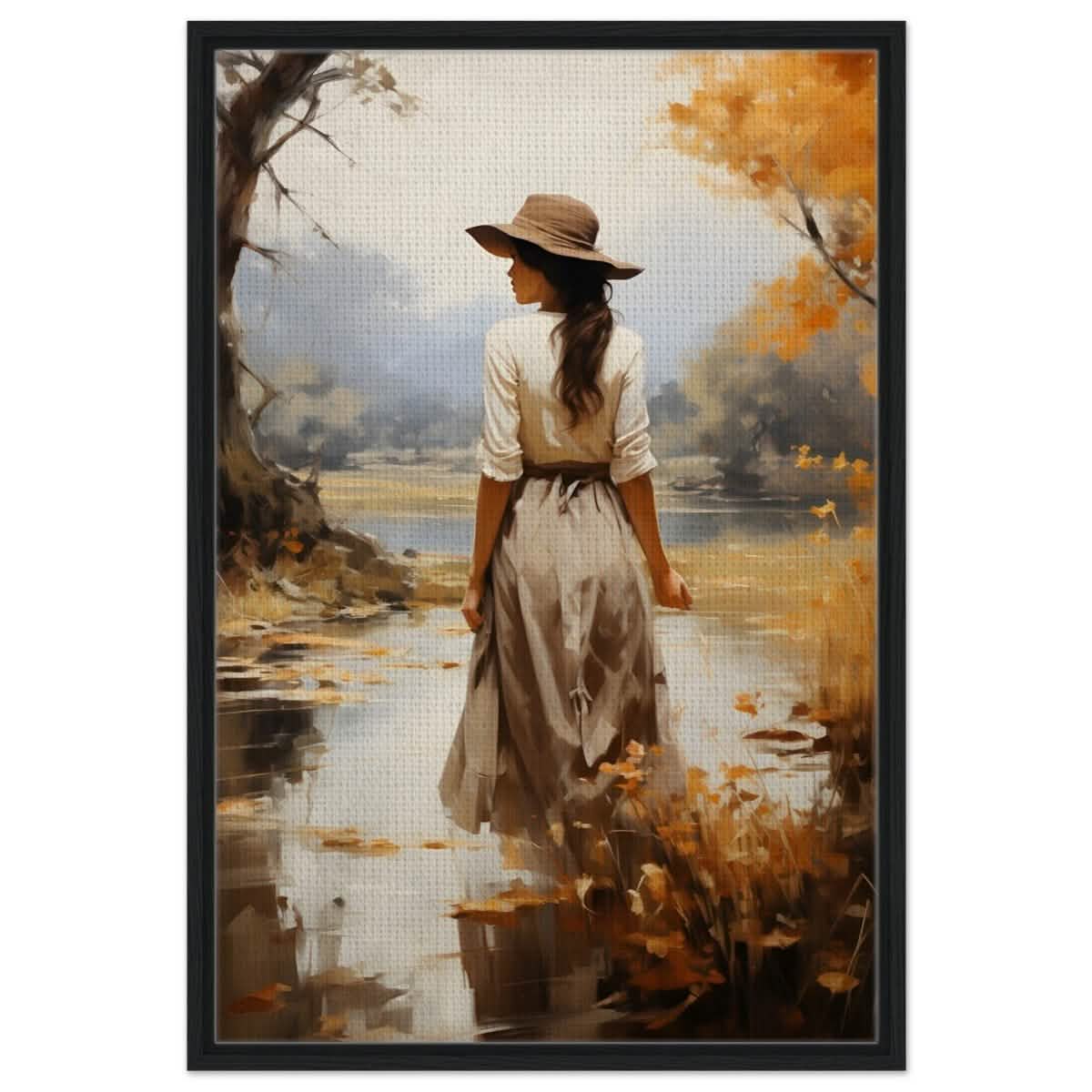 Autumn’s Serenity | Nature Portrait Art Print - Framed Canvas - 60x90 cm / 24x36″ - Black frame