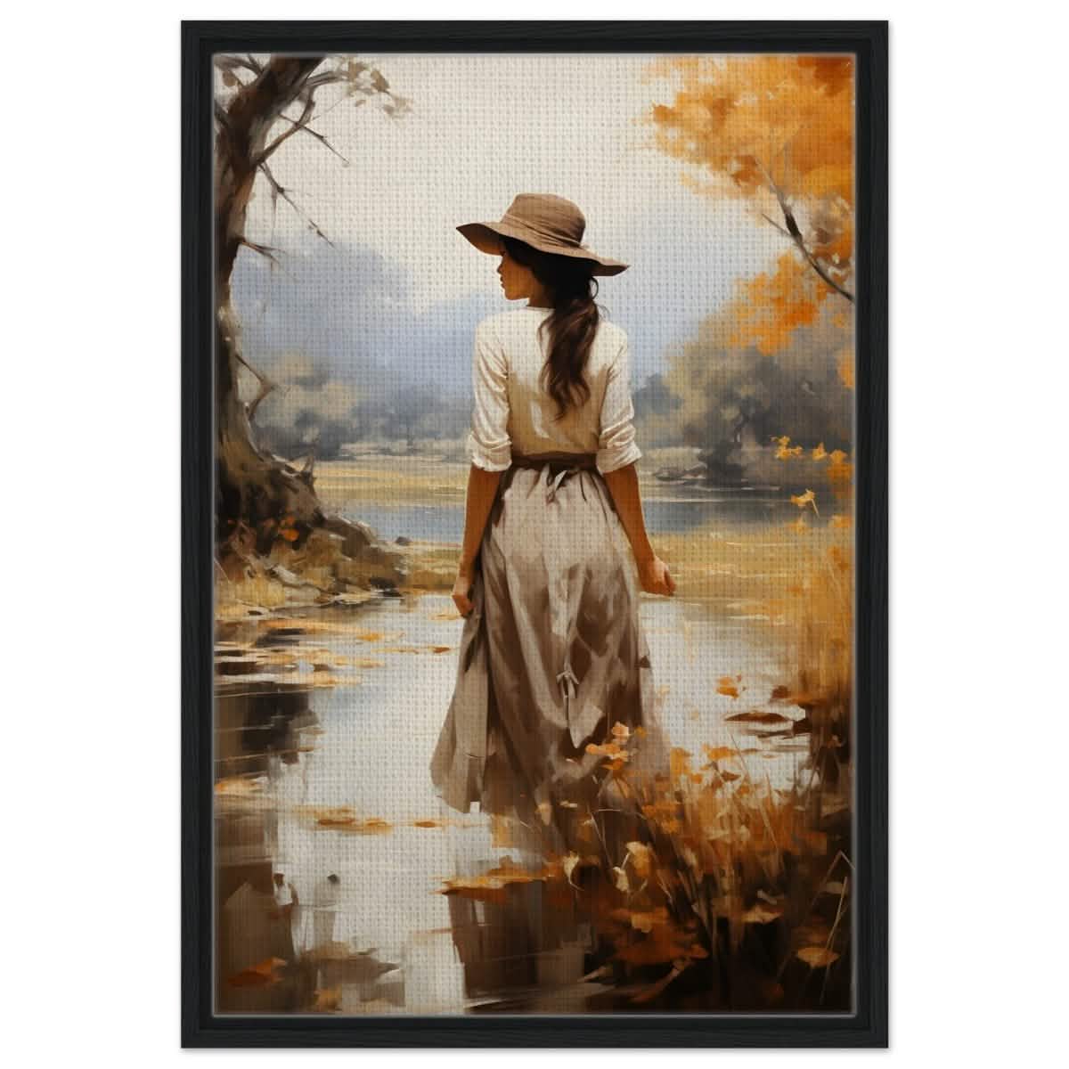 Autumn’s Serenity | Nature Portrait Art Print - Framed Canvas - 50x75 cm / 20x30″ - Black frame