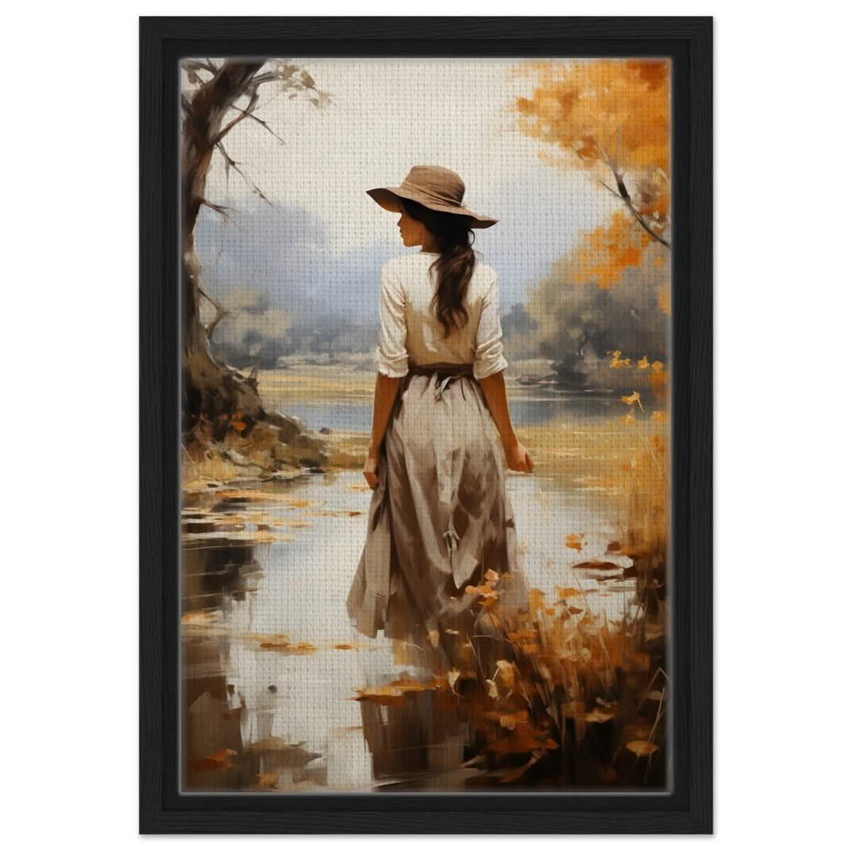 Autumn’s Serenity | Nature Portrait Art Print - Framed Canvas - 30x45 cm / 12x18″ - Black frame